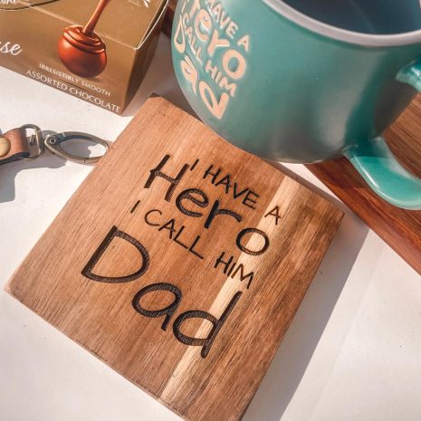 Hero Dad Acacia wood coaster