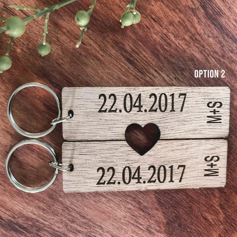 heart wooden keyring set heart wooden keyring set