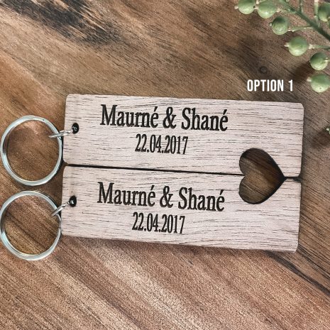 heart wooden keyring set2