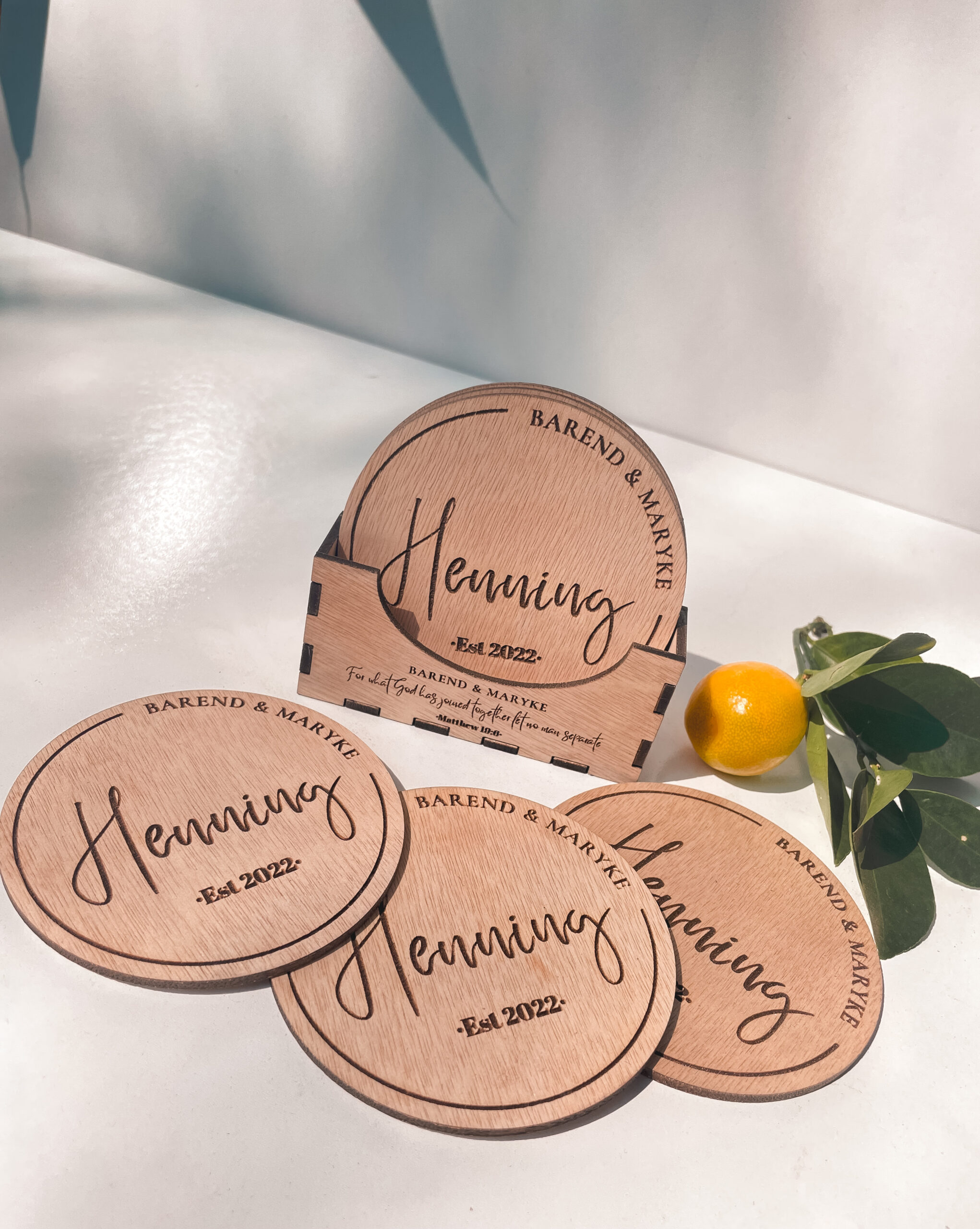 Round Wooden Coasters with Custom Engraving